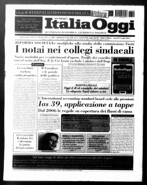 Italia oggi : quotidiano di economia finanza e politica